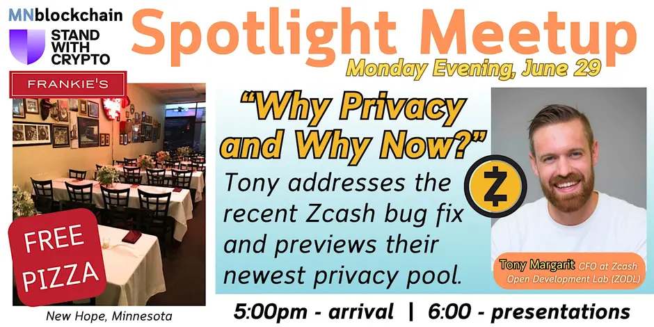Spotlight Meetup June 29 – The Latest with Zcash